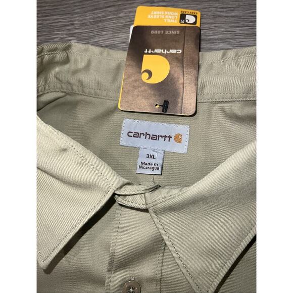 Carhartt Work Shirt Mens 3XL Button-Up Tan Long Sleeve Pockets S224 KHI Adult - Picture 6 of 8